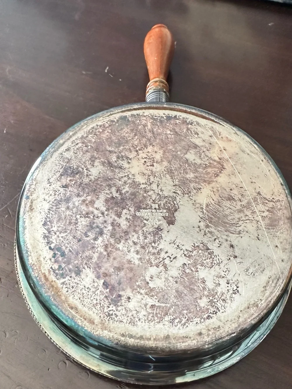 Vintage Silver Plated Crumb Catcher Wooden Handle